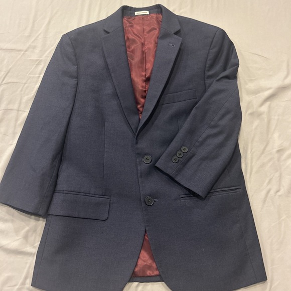 Joseph Abboud Other - Joseph Abboud Blazer Jacket Kids Size 10 Blue Red Liner 2 Button Polyester Blend